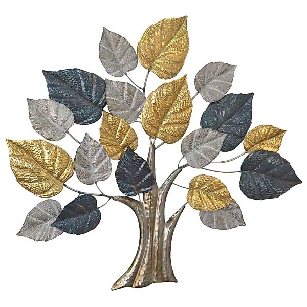 Metall Wandbild Blätter in Goldfarben - Grau Silberfarben günstig online kaufen