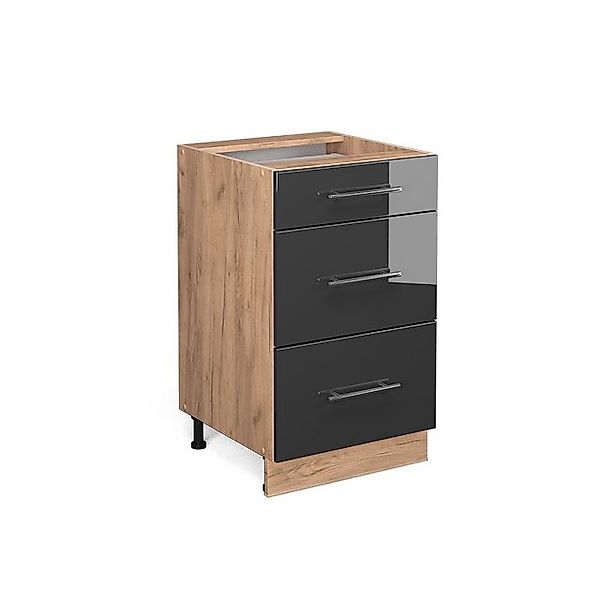 Vicco Küchenunterschrank Fame-Line Anthrazit Hochglanz/Goldkraft Eiche 50 c günstig online kaufen