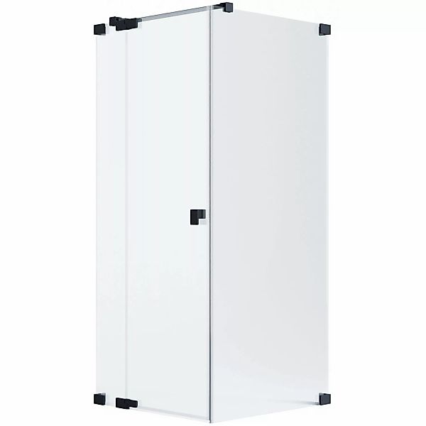 Schöner Wohnen Eckdusche Drehtür m. Festteil u. Seitenwand Schwarz 90x90x20 günstig online kaufen