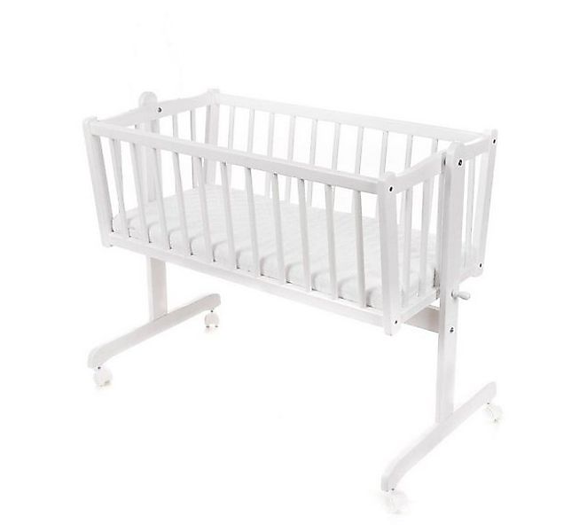 Babyhafen Babybett Babywiege Stubenwagen Kinderbett Weiß & Rosa mit Matratz günstig online kaufen