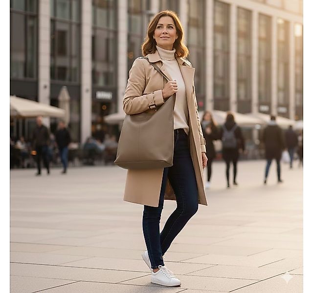 ITALYSHOP24 Shopper Made in Italy XL Damen echtes Leder Tasche Schultertasc günstig online kaufen