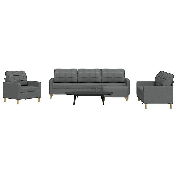 vidaXL Sofa, 4-tlg. Sofagarnitur mit Fußhocker Dunkelgrau Stoff günstig online kaufen