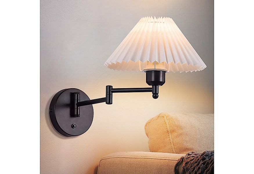 Nettlife Wandleuchte Innen Vintage E27 Weiß Stoff Retro Schwenkbar 40W Lamp günstig online kaufen