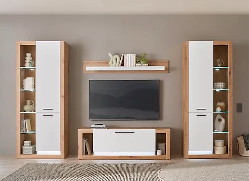 INOSIGN Wohnwand »Brixen, moderne Anbauwand, Wohnzimmer-Set, Eiche Evoke De günstig online kaufen