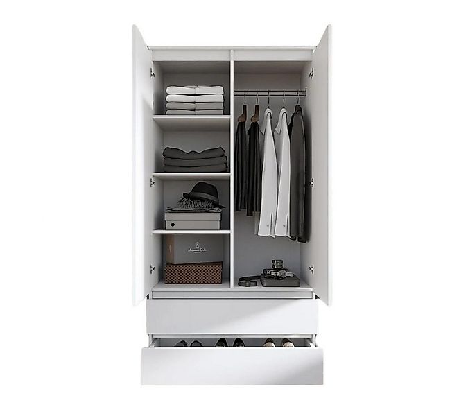 Furnica Kleiderschrank weiß matt Garderobe, 2 Türen und 2 Schubladen H180cm günstig online kaufen