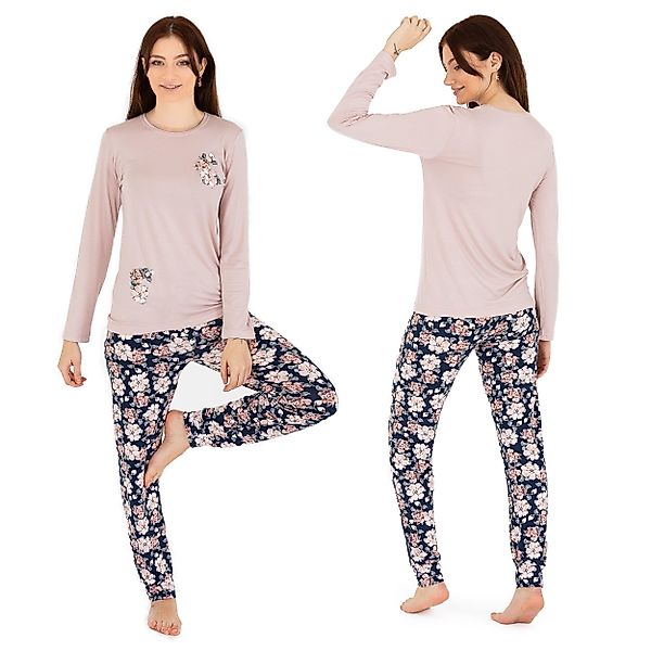 LOREZA Schlafanzug Schlafanzug Pyjama langarm- Blumen günstig online kaufen