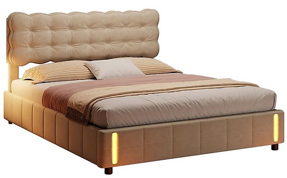 FUROKOY Polsterbett 140x200cm Mit stauraum Doppelbett mit Bettkasten und La günstig online kaufen