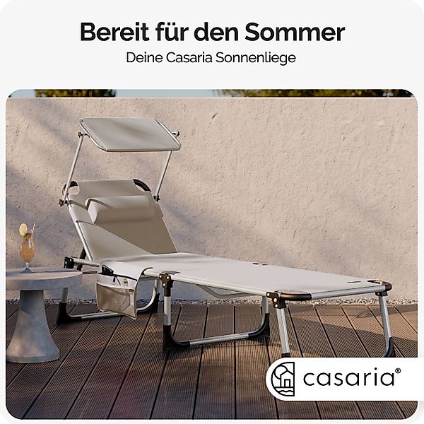 Gartenliege Malta 2er-Set Creme 210x61x35cm Alu Sonnendach günstig online kaufen