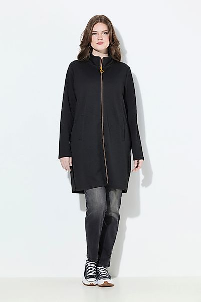 Ulla Popken Sweatjacke Longjacke Leomuster Stehkragen günstig online kaufen