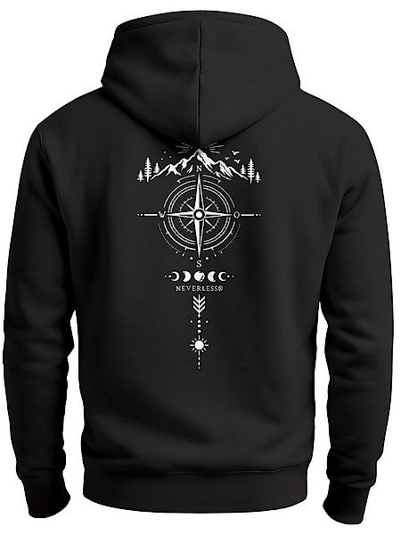Neverless Hoodie Herren Hoodie Kompass Design Rückenaufdruck Outdoor Symbol günstig online kaufen