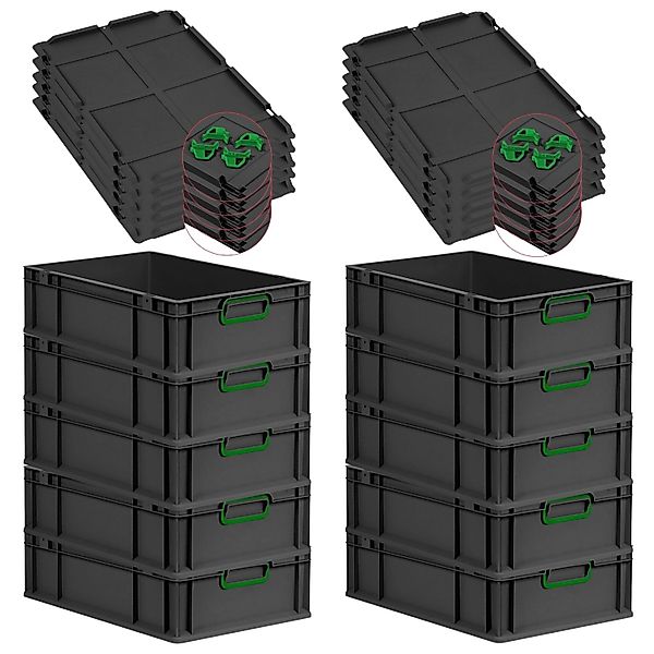 PROREGAL SparSet 10x Eurobox Nextgen Color Mit Auflagedeckel HxBxT 17x40x60 günstig online kaufen