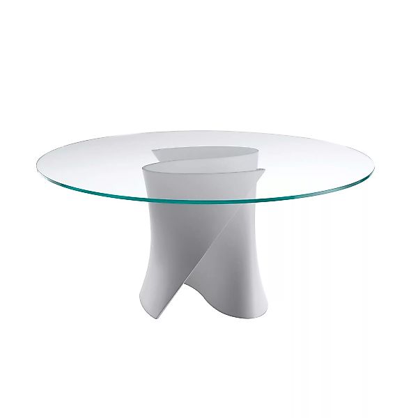 MDF Italia - S Table Esstisch Gestell weiß Ø140cm - transparent/weiß /Tisch günstig online kaufen