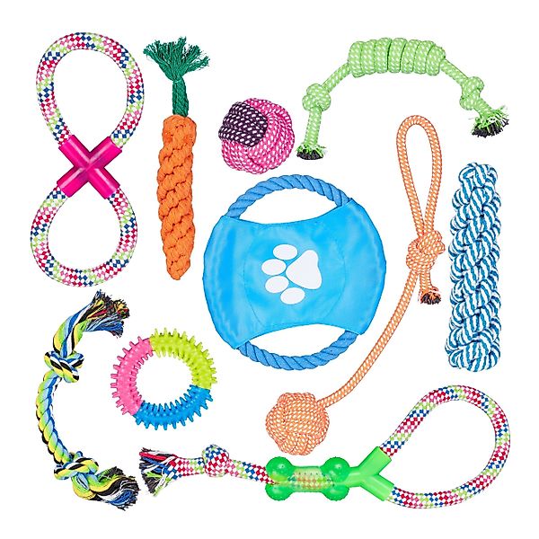 relaxdays Outdoor-Spielzeug Hundespielzeug Set 10 teilig, günstig online kaufen