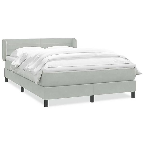 vidaXL Boxspringbett, Boxspringbett mit Matratze Hellgrau 140x210 cm Samt günstig online kaufen