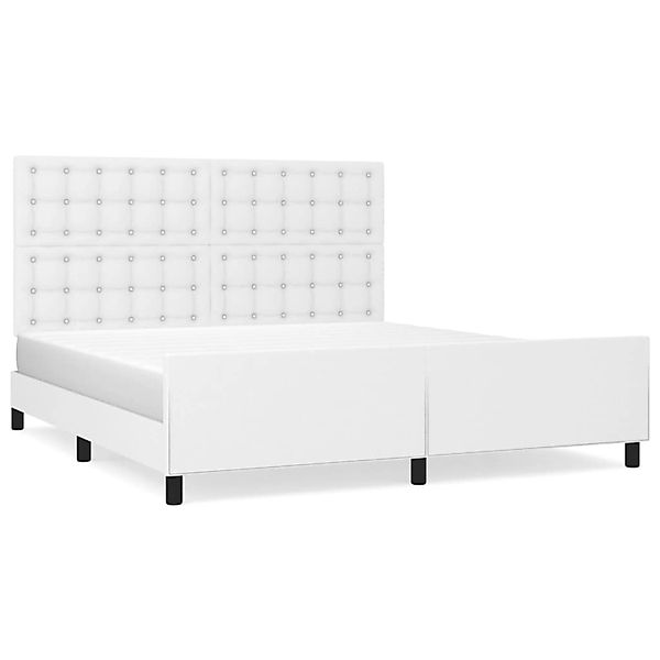 vidaXL Bettgestell mit Kopfteil Weiß 180x200 cm Kunstleder 3125586 günstig online kaufen