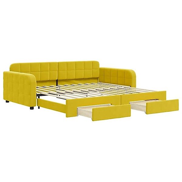 vidaXL Bett, Tagesbett Ausziehbar mit Schubladen Gelb 100x200 cm Samt günstig online kaufen