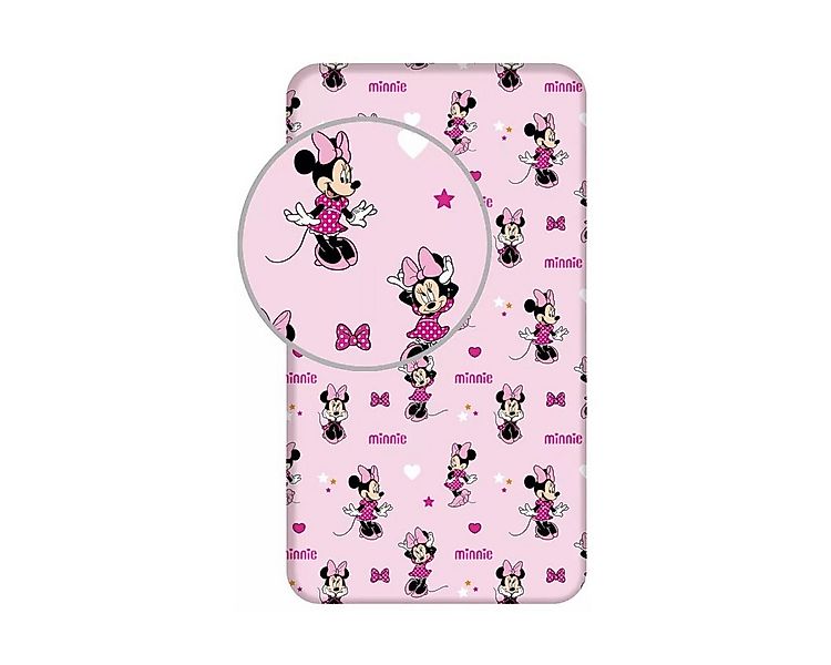 Disney Kinderbettwäsche Disney Minnie Pretty in Pink Gummispannbetttuch 90x günstig online kaufen