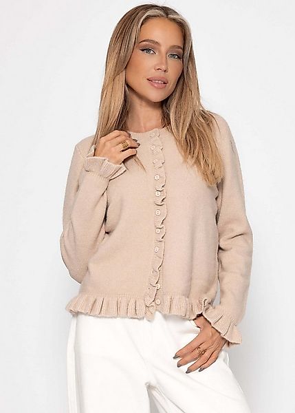 SASSYCLASSY Cardigan Oversize Strickjacke Damen mit Perlenknöpfen Cardigan günstig online kaufen