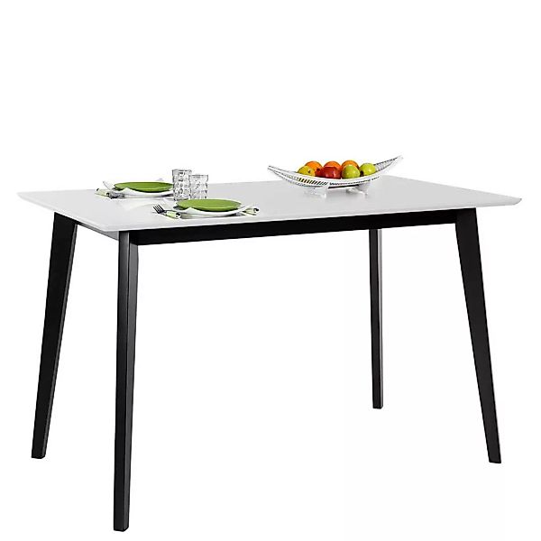 Küchen Tisch in Weiß und Schwarz rechteckiger Tischplatte günstig online kaufen