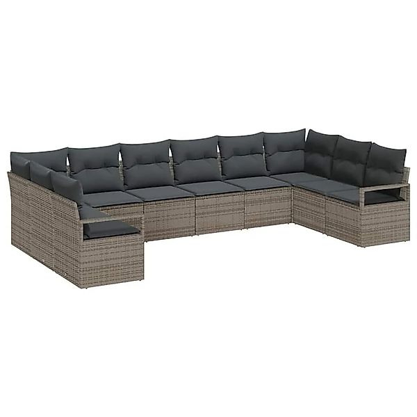 vidaXL Gartensofa-set mit Kissen mit Speicher 10-Tlg Grau Poly-Rattan 33552 günstig online kaufen