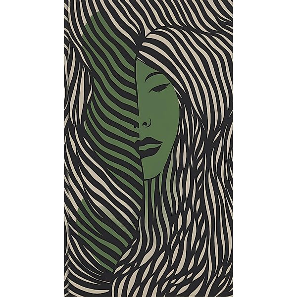A.S. Creation Fototapete Frau Wellen-Optik 1,59 m x 2,8 m Creme Grün FSC® günstig online kaufen