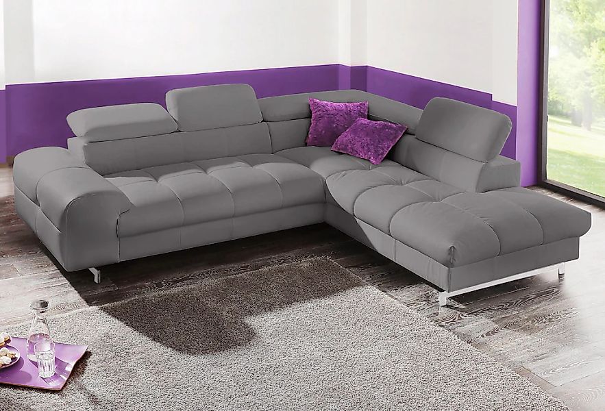 COTTA Ecksofa "Chef L-Form", mit Kopfteilverstellung, edle Metallkufen, wah günstig online kaufen