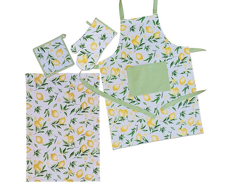 matches21 HOME & HOBBY Topflappen Ofenhandschuhe DEBBIE weiß mit Zitronenmo günstig online kaufen