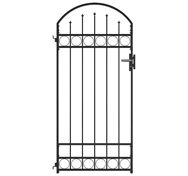 vidaXL Gartentor Zauntor mit Gewölbter Spitze Stahl 89x200 cm Schwarz günstig online kaufen