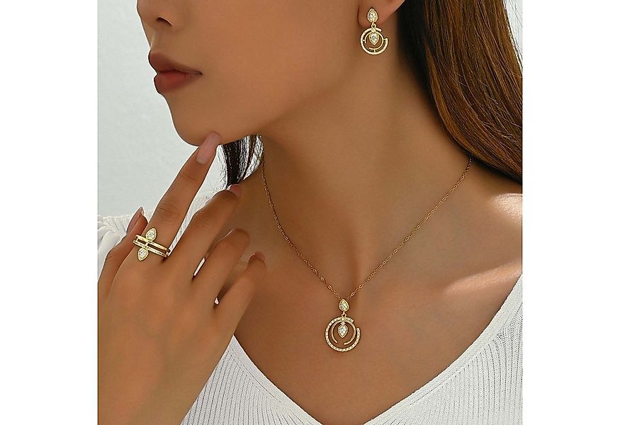 trends for living Schmuckset Halskette Ohrringe Ring aus gestapelten tropfe günstig online kaufen