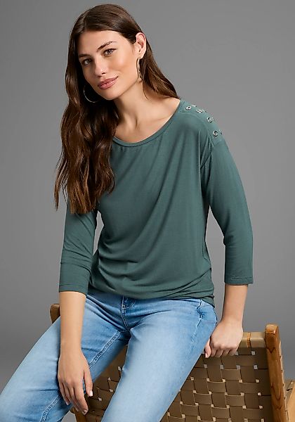 Laura Scott 3/4-Arm-Shirt mit Metall-Ösen auf der Schulter günstig online kaufen