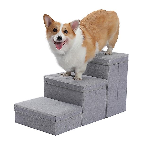 Purpurra Haustiertreppe Hundetreppe mit 3 Aufbewahrungsboxen günstig online kaufen
