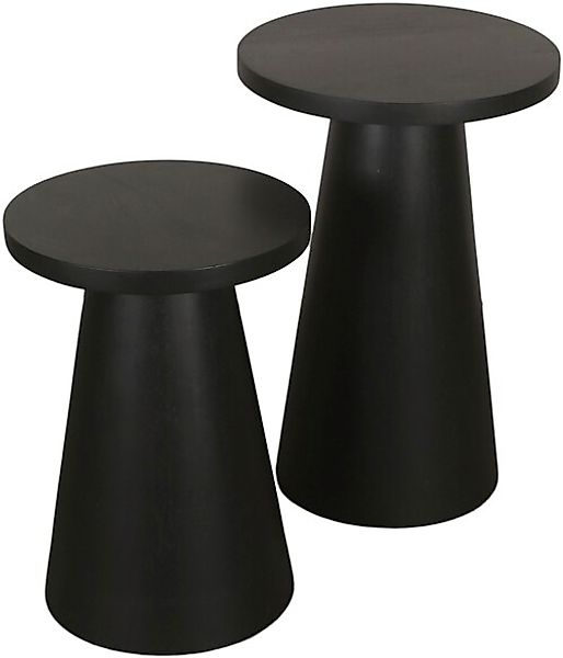 byLIVING Beistelltisch »Cone«, (Set), aus Massivholz in schwarz oder white günstig online kaufen