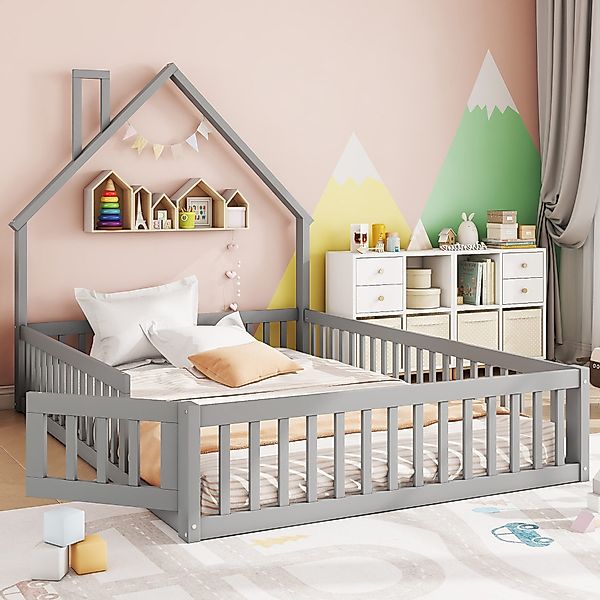 Flieks Kinderbett, Massivholzbett 140x200cm mit Schornsteinform günstig online kaufen
