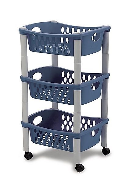 Kreher Küchenwagen Küchenwagen Rollwagen mit 3 Ablagen (Blau), Mit 3 Körben günstig online kaufen