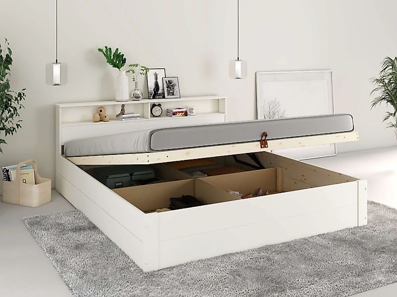 Home affaire Stauraumbett "MAREILLES", (140x200cm), Massivholz, Hebemechani günstig online kaufen