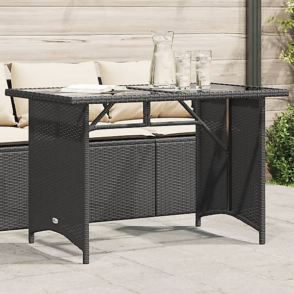 vidaXL Gartentisch, Gartentisch mit Glasplatte Schwarz günstig online kaufen
