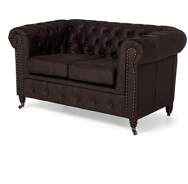 Xlmoebel Sofa Neue braune Chesterfield Textil-Zweisitzer-Couch mit Polsteru günstig online kaufen