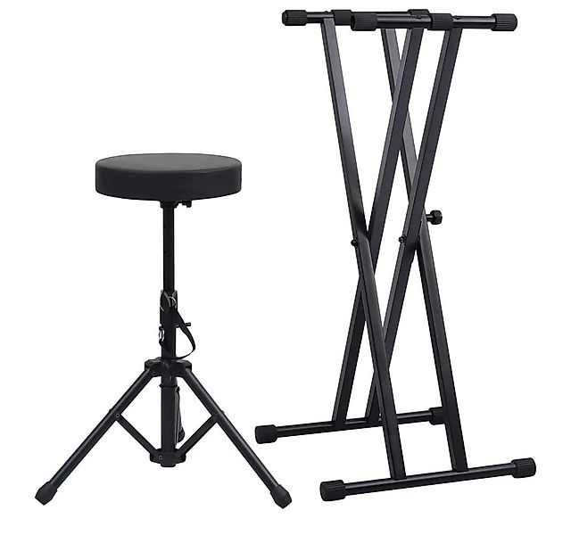vidaXL Schlagzeughocker Doppelstrebiger Keyboard-Ständer und Hocker Set Sch günstig online kaufen