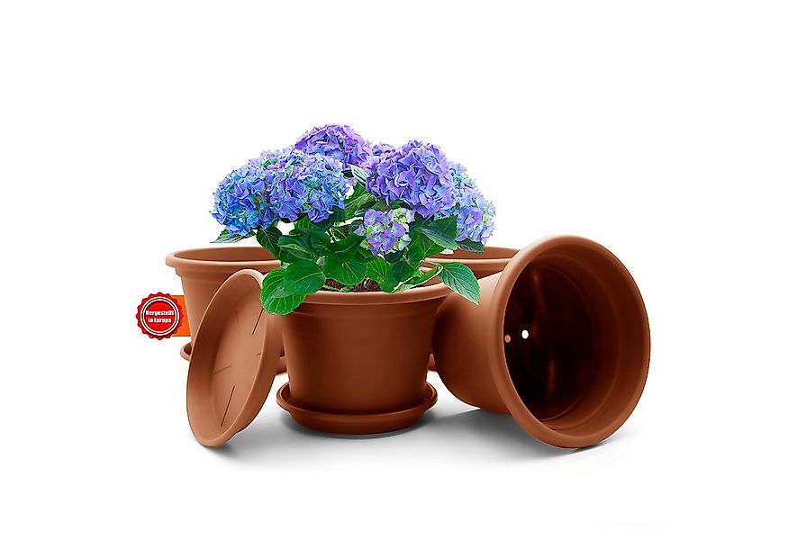 BigDean Blumentopf 4 Stück Pflanzkübel mit Untersetzer rund ø 30 cm Terraco günstig online kaufen