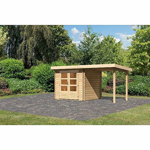 Karibu Holz-Gartenhaus Ängelholm Natur Pultdach Unbehandelt 220 cm x 220 cm günstig online kaufen