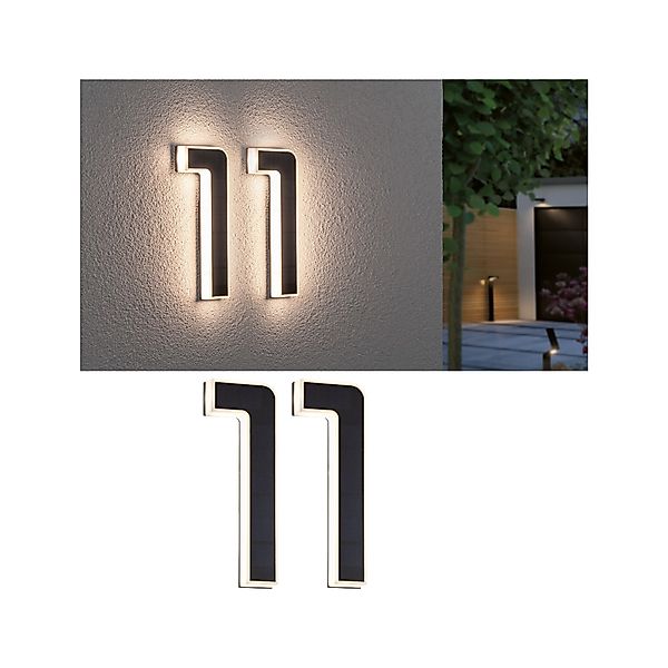 Paulmann "Set Solar LED Hausnummernleuchte inkl. wechselbarer Akku Nummer 1 günstig online kaufen