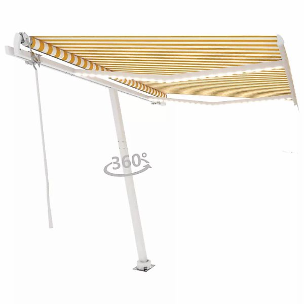 Automatische Markise Mit Led & Windsensor 350x250 Cm Gelb/weiß günstig online kaufen