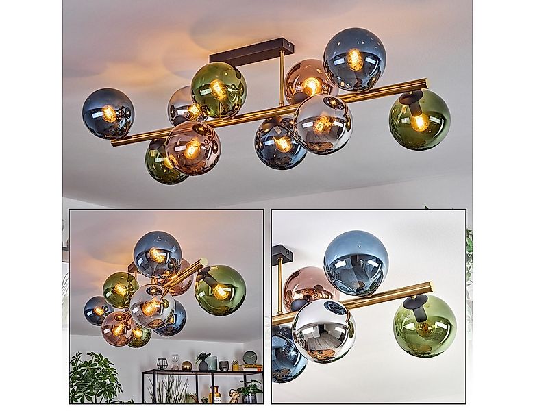 hofstein Deckenleuchte Deckenlampe aus Metall/Glas, Schwarz/Gold/Blau/Grün/ günstig online kaufen
