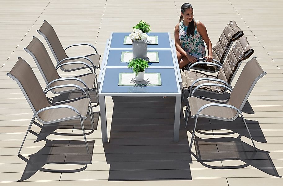 MERXX Garten-Essgruppe Amalfi, (7-tlg., 6x Stapelsessel, günstig online kaufen
