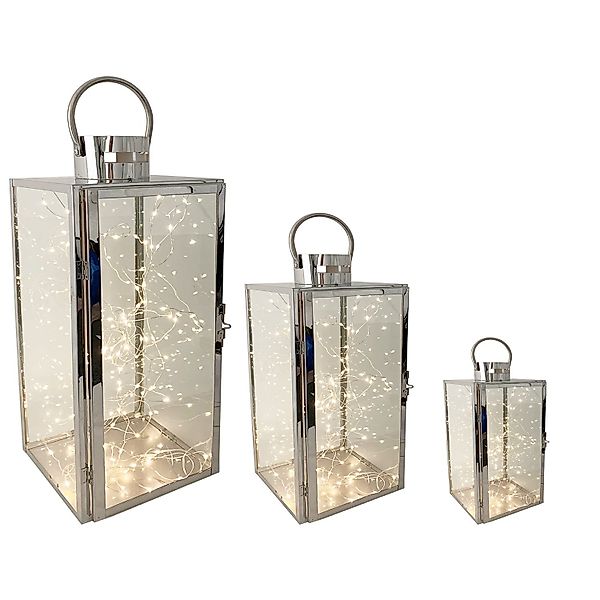 Mojawo Laterne 3er Set Edelstahl-Laternen 30/40/53cm günstig online kaufen