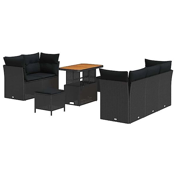 vidaXL Garten-Sofa-Set Höhenverstellbar 8-Tlg Schwarz Poly Rattan 3361429 günstig online kaufen