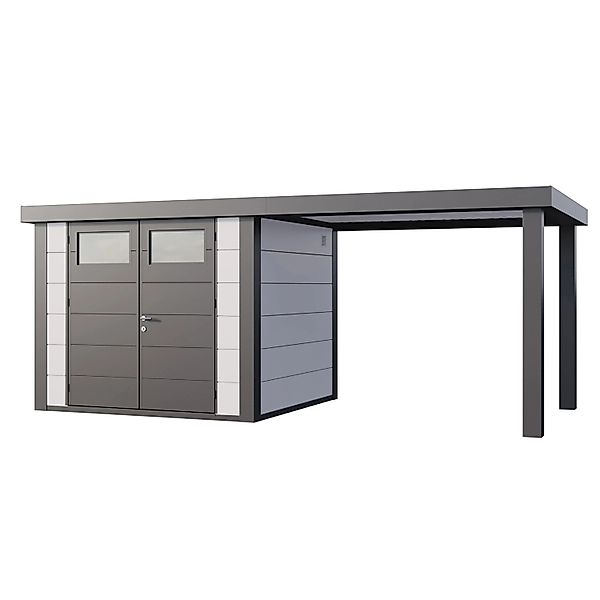 Gerätehaus Classico 2724 mit Offene Lounge L Rechts 552 cm x 238 cm Weiß günstig online kaufen