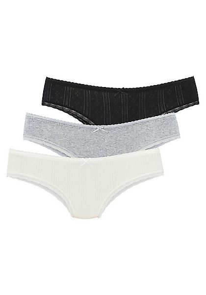Vivance Brasilslip (3er-Pack) aus feiner Pointelle-Ware mit Spitze, reine B günstig online kaufen