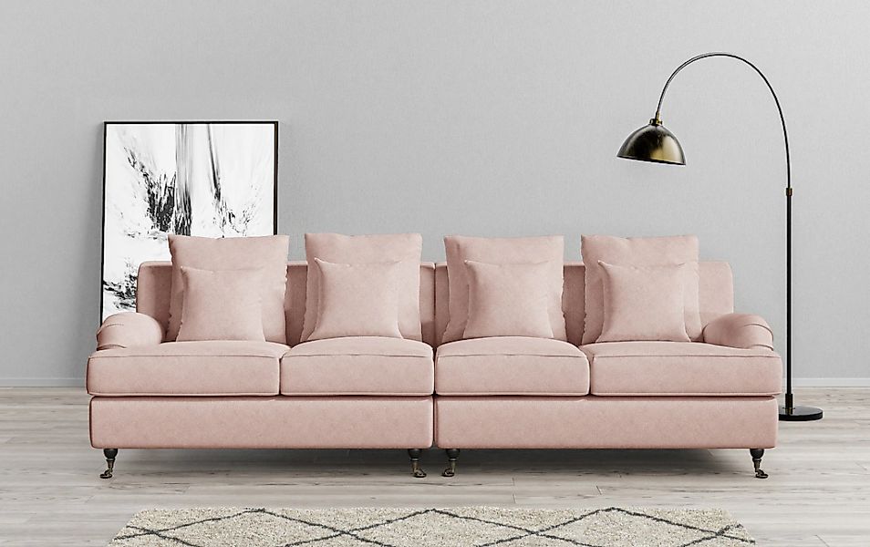 Home affaire Big-Sofa "NORIN", zwei Fußarten: vorne - Rollen, hinten - Holz günstig online kaufen