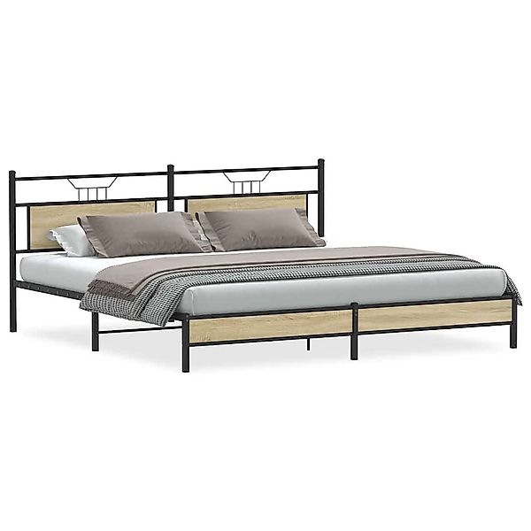 vidaXL Bett Metallbett ohne Matratze Sonoma-Eiche günstig online kaufen